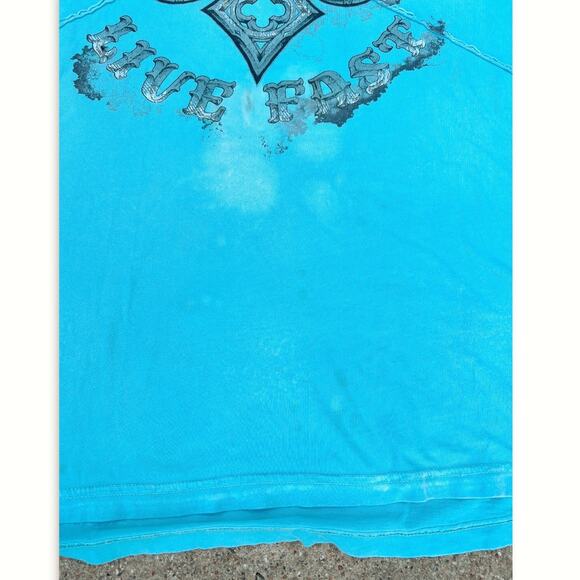 Y2K Affliction Angel Wings Blue Crew Neck Men's T-shirt | Size XL - Picture 9 of 9